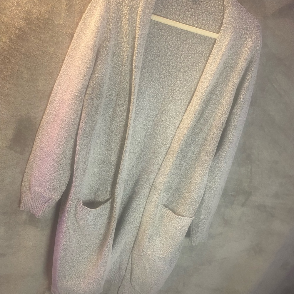 Gray Cotton Blend Cardigan